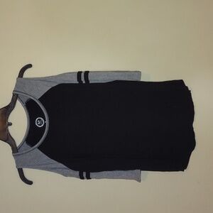 Maurice's 24/7 3/4 Sleeve Black and Gray Cold Shoulder Top